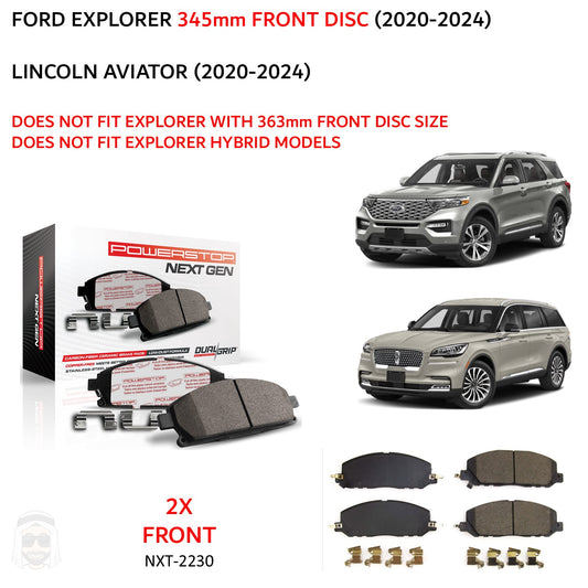 Ford Explorer (2020+) Front Carbon Fiber Ceramic Brake Pads by PowerStop NextGen (King Ranch Limited Platinum XLT Timberline ST Lincoln Aviator) (NXT-2230)