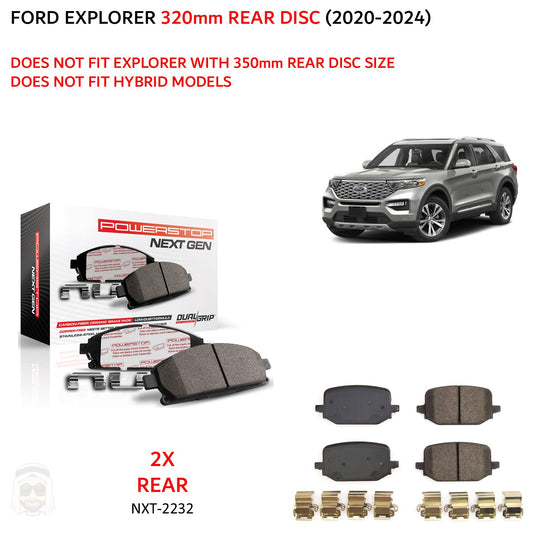 Ford Explorer (2020+) Rear Carbon Fiber Ceramic Brake Pads by PowerStop NextGen (King Ranch Limited Platinum XLT Timberline ST) (NXT-2232)