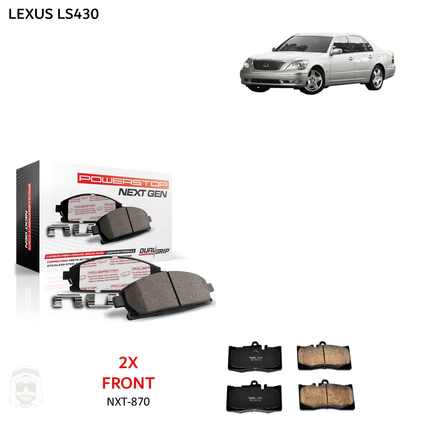 Lexus LS430 - Front Carbon Fiber Ceramic Brake Pads by PowerStop NextGen (NXT-870)