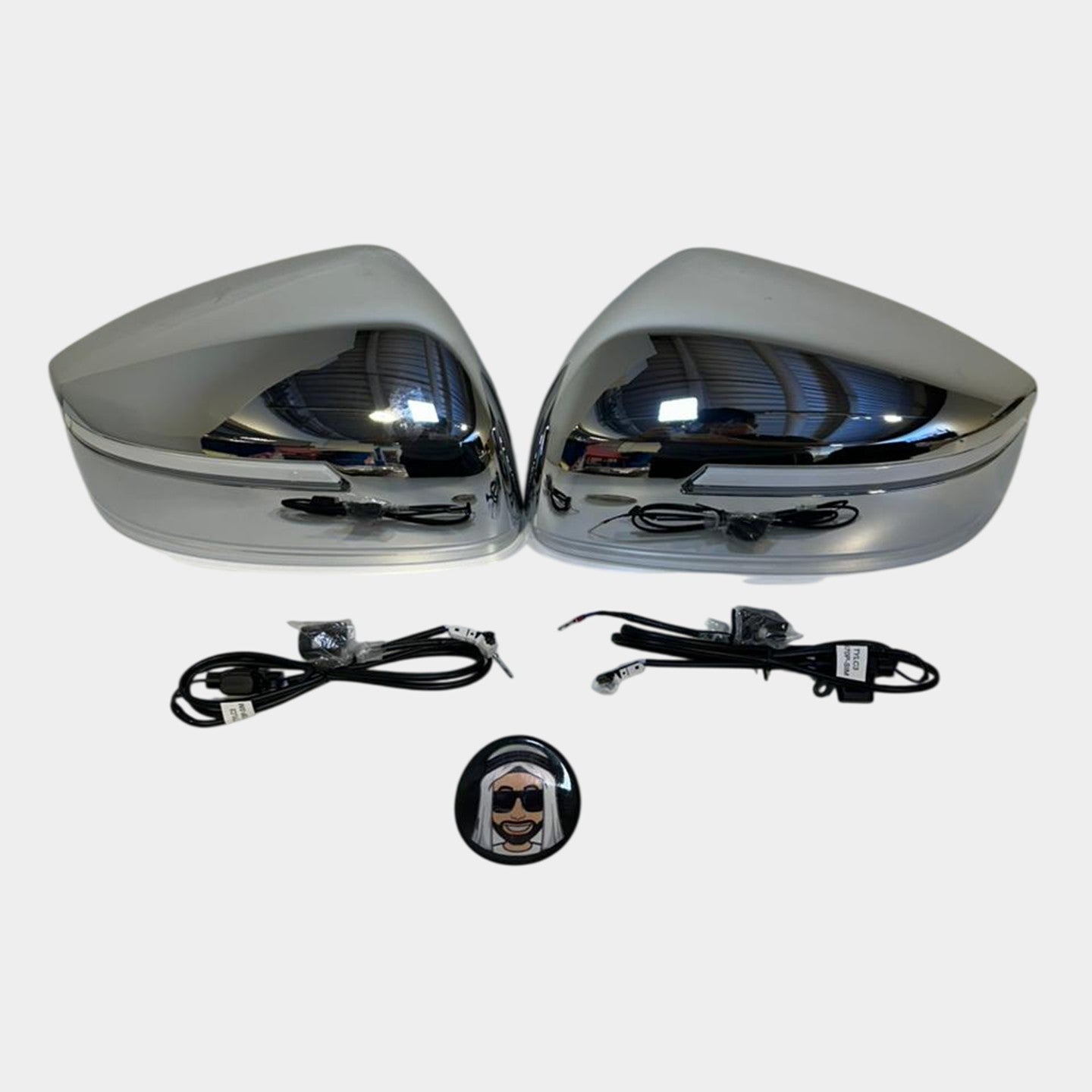 Chrome Side Mirror Covers with Sequential LED Turn Signals - Toyota Land Cruiser LC300