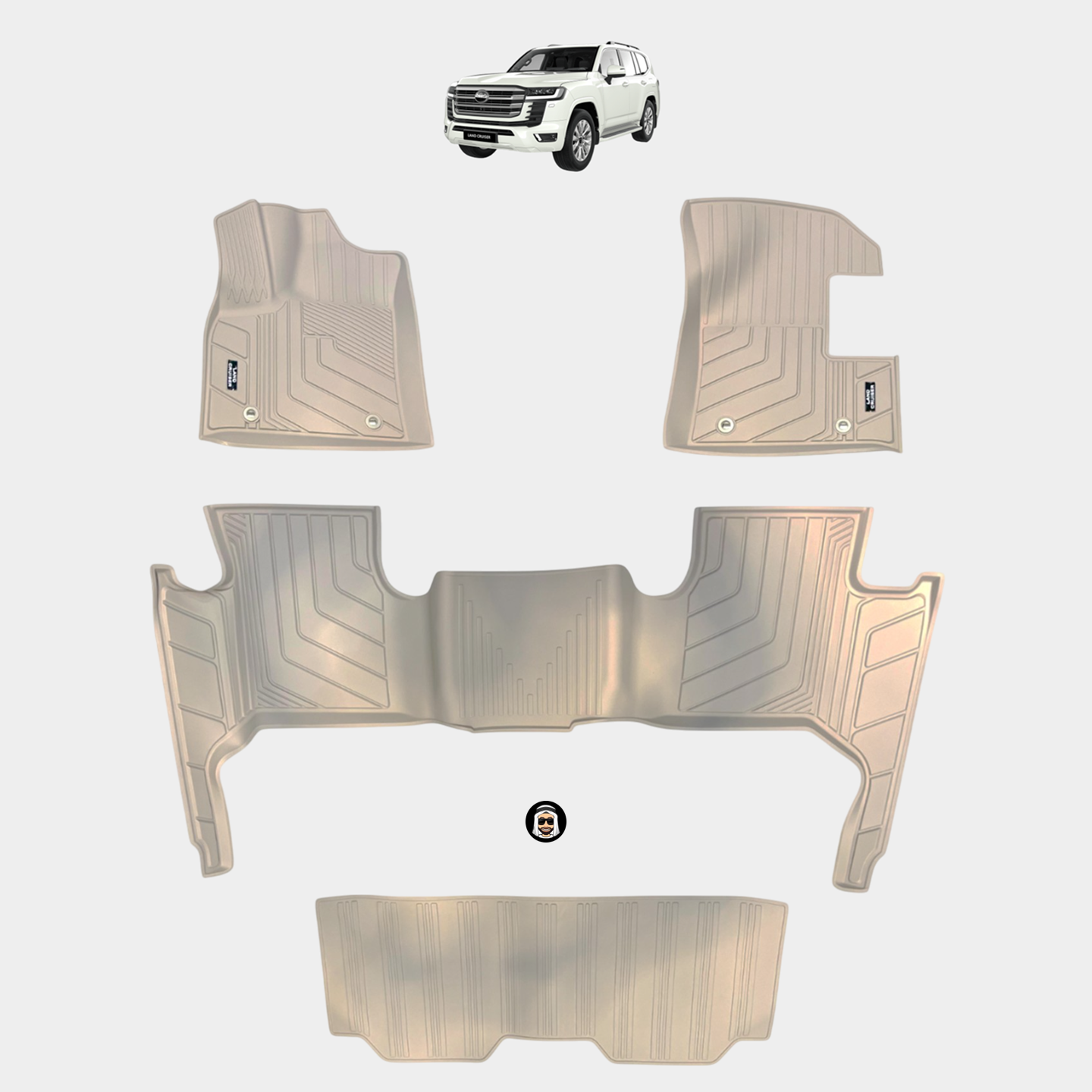 Waterproof Beige Rubber Floor Mats - Toyota Land Cruiser LC300