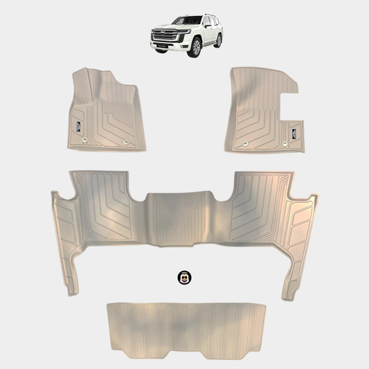 Waterproof Beige Rubber Floor Mats - Toyota Land Cruiser LC300