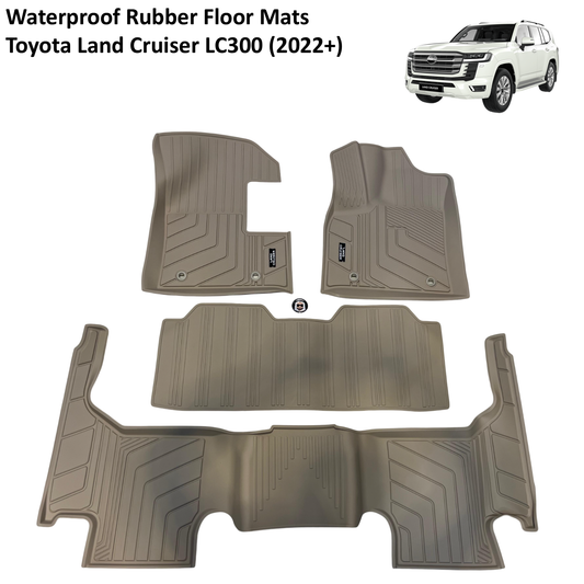 Waterproof Beige Rubber Floor Mats - Toyota Land Cruiser LC300