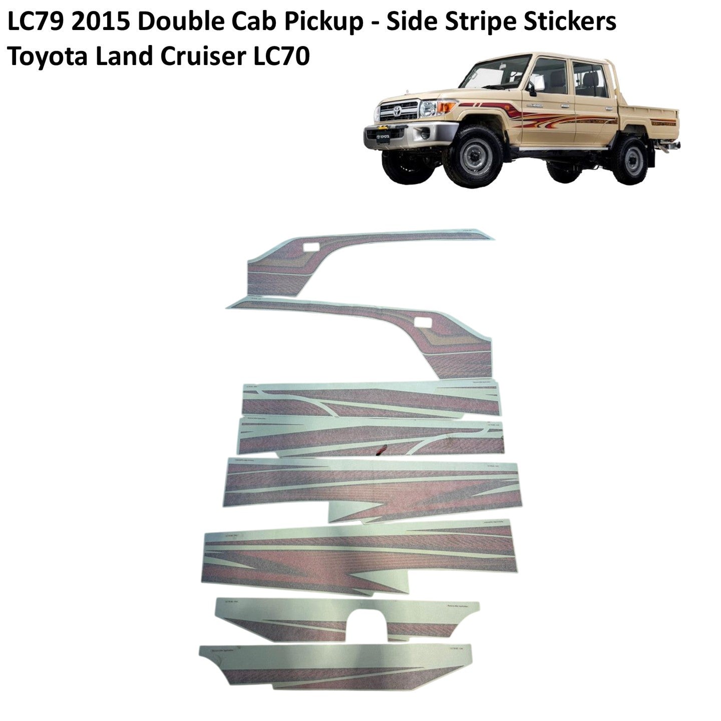 LC79 2015 Double Cab Pickup - Side Stripe Stickers - Toyota Land Cruiser LC70