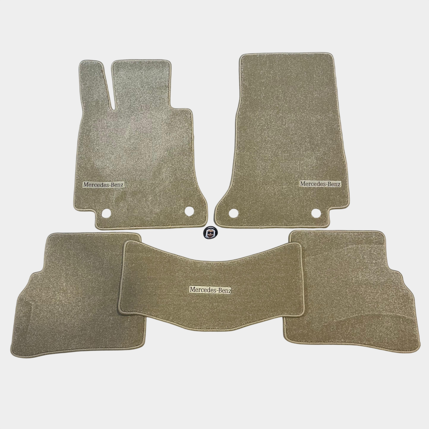 Mercedes C Class W205 2014-2021 Luxury Beige Floor Mats with Mercedes-Benz Logo