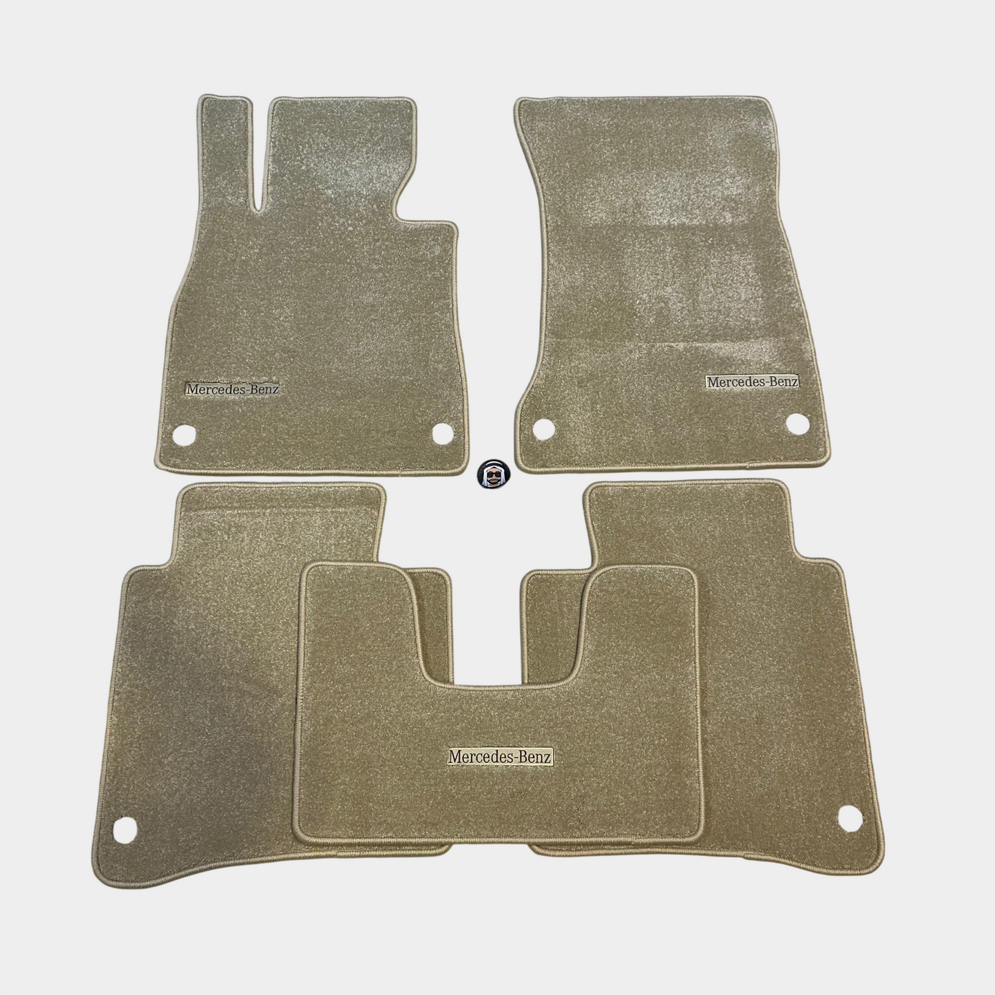 Mercedes S Class W222 Long 2014-2020 Luxury Beige Floor Mats with Mercedes-Benz Logo