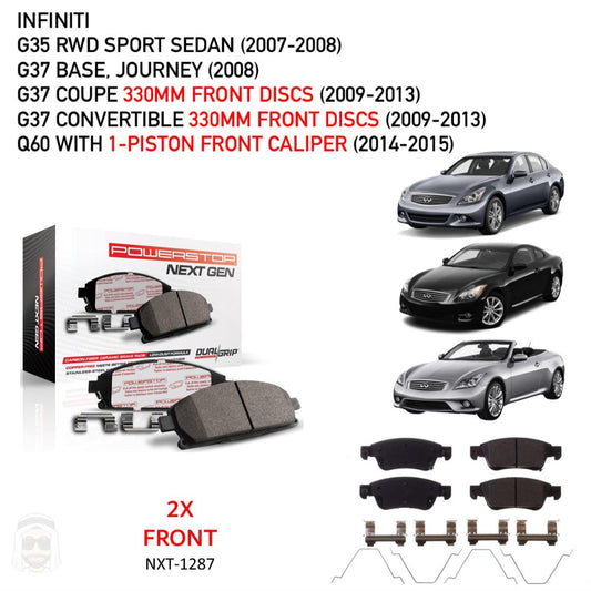 Infiniti - Front Carbon Fiber Ceramic Brake Pads by PowerStop NextGen (G35 G37 Coupe Convertible Q60 330mm) (NXT-1287)