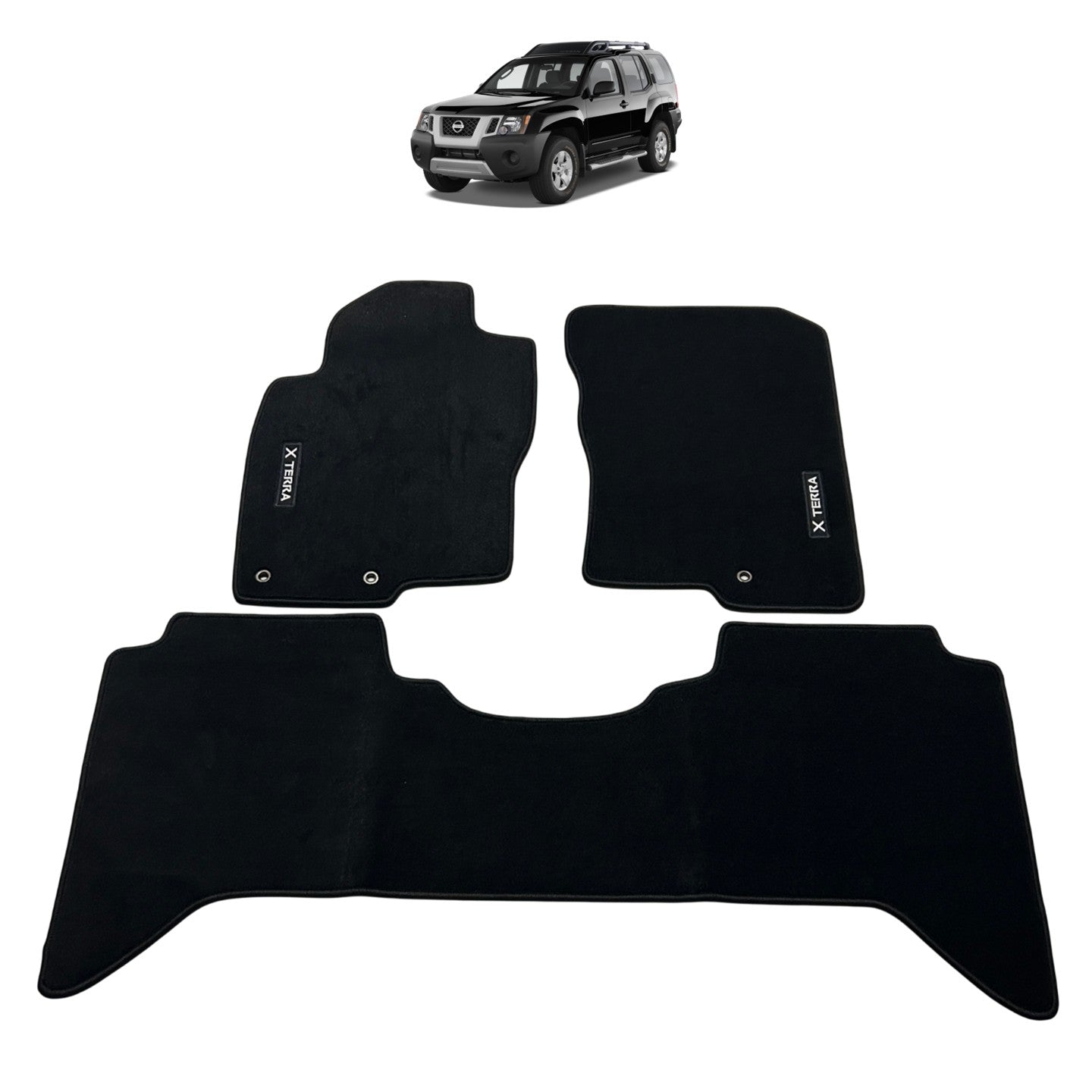 Nissan Xterra 2005-2015 Black Luxury Floor Mats with Logo