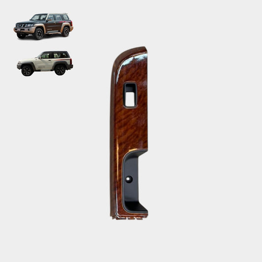 Front Right (Passenger) Window Switch Panel - Shiny Brown Wood - Nissan Patrol Y61 VTC