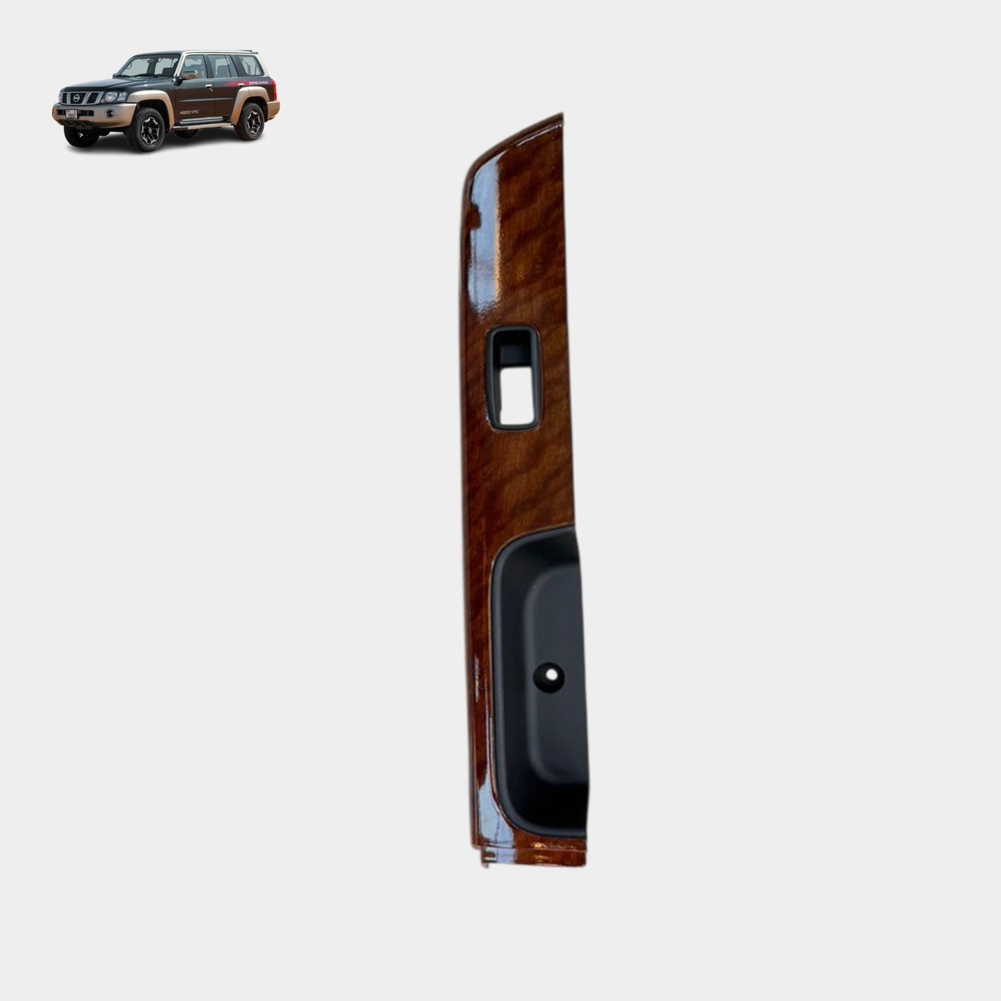 Rear Right Window Switch Panel - Shiny Brown Wood - Nissan Patrol Y61 VTC