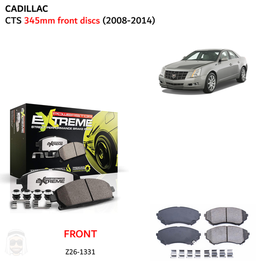 Cadillac CTS (2008-2014) - Front Carbon Ceramic Brake Pads by PowerStop Extreme Z26 (with 345mm front discs) (Z26-1331)