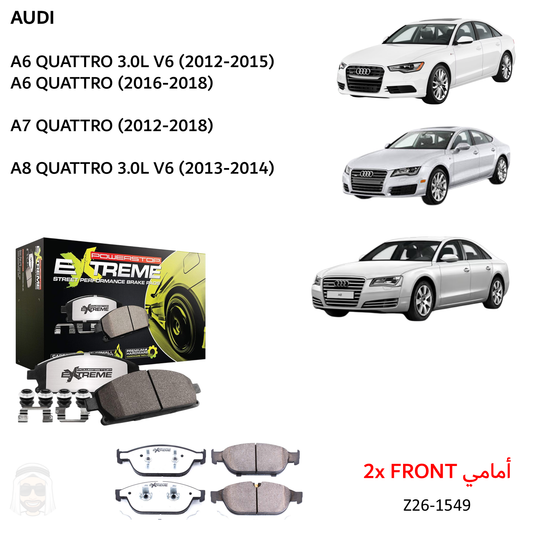 Audi A6 A7 A8 - Front Carbon Ceramic Brake Pads by PowerStop Extreme Z26 (Z26-1549)
