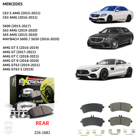 Mercedes AMG - Rear Carbon Ceramic Brake Pads by PowerStop Extreme Z26 (C63 S600 S63 S65 GT Maybach S650) (Z26-1681)