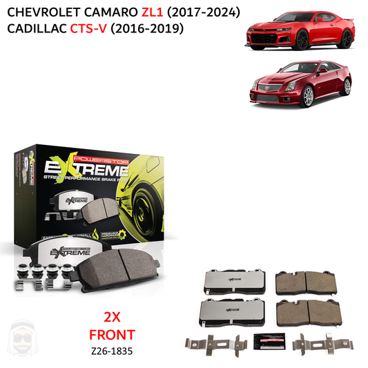 Chevrolet Camaro ZL1 Cadillac CTS-V - Front Carbon Ceramic Brake Pads by PowerStop Extreme Z26 (with 345mm front discs) (Z26-1835)