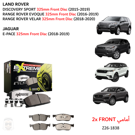 LR Evoque Velar - Front Carbon Ceramic Brake Pads by PowerStop Extreme Z26 (Z26-1838)