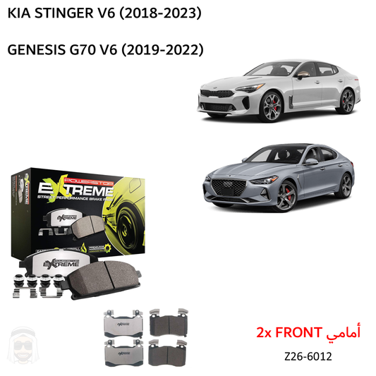 Genesis G70 V6 (2019-2022) Front Carbon Ceramic Brake Pads by PowerStop Extreme Z26 (Hyundai) (Z26-6012)