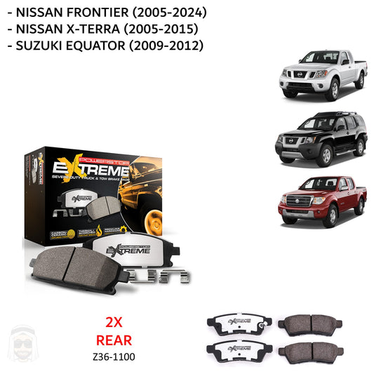 Nissan Xterra Frontier (2005-2015) - Rear Carbon Ceramic Brake Pads by PowerStop Extreme Z36 (Z36-1100)