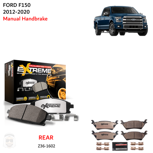 Ford F150 (2012-2018 Manual Handbrake) Rear Carbon Ceramic Brake Pads by PowerStop Extreme Z36 (Z36-1602)