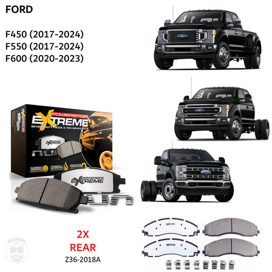 Ford F450 F550 (2017-2024) - Rear Carbon Ceramic Brake Pads by PowerStop Extreme Z36 (F600 Super Duty Pickup) (Z36-2018A)