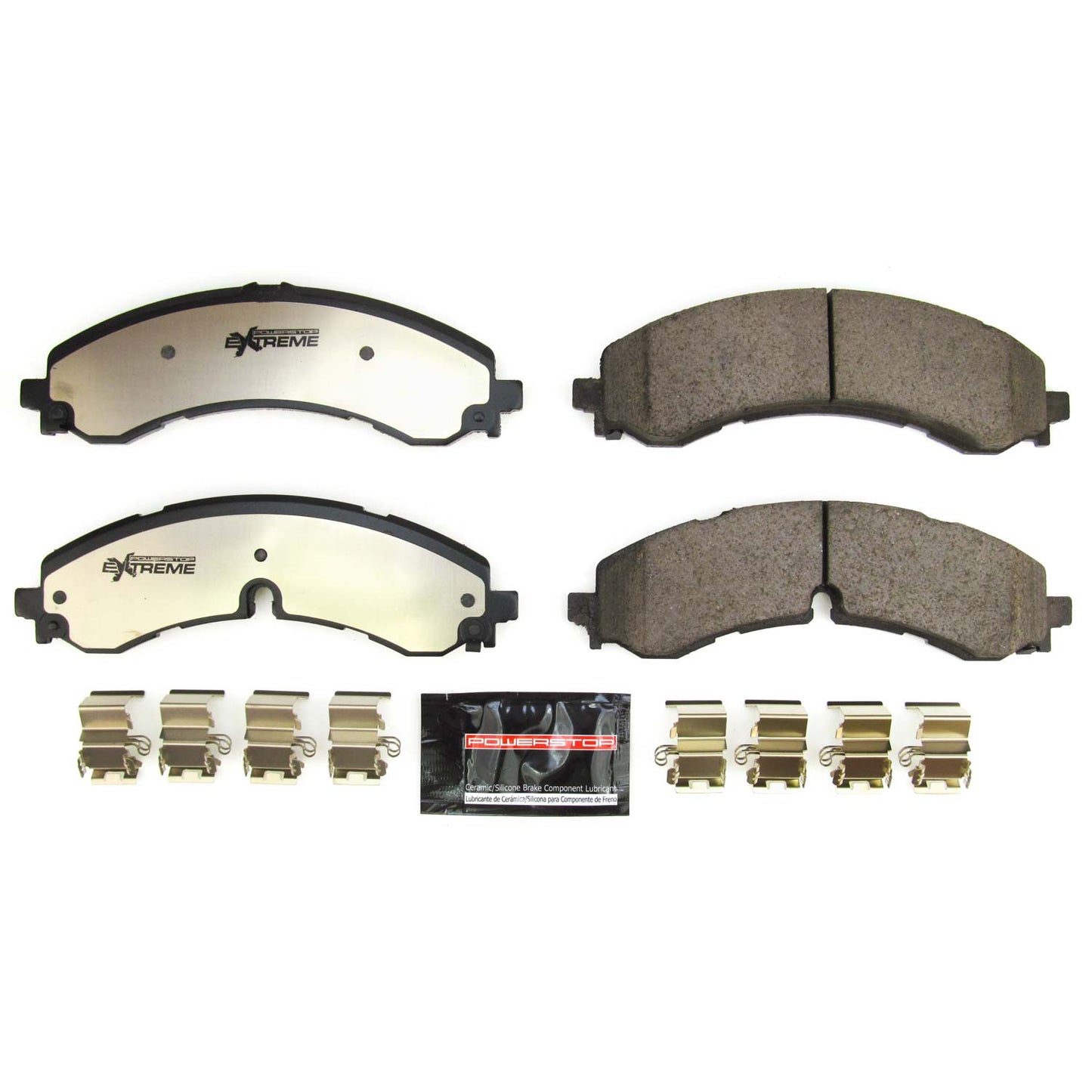 GMC Chevrolet 2500 3500 (2020+) Front and Rear Carbon Ceramic Brake Pads by PowerStop Extreme Z36 (Silverado Sierra 2500 3500 HD SRW DRW Hummer EV) (Z36-2250)