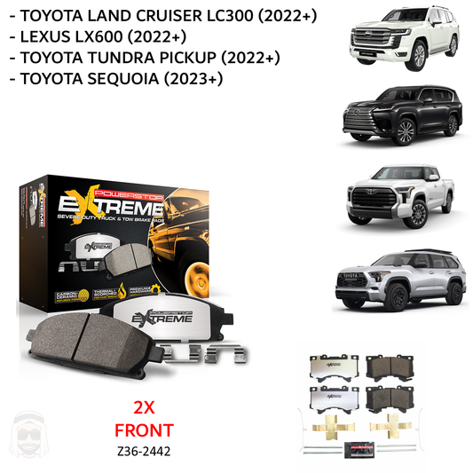 Toyota Land Cruiser LC300 - Front Carbon Ceramic Brake Pads by PowerStop Extreme Z36 (Lexus LX600 Tundra Sequoia 2022+) (Z36-2442)