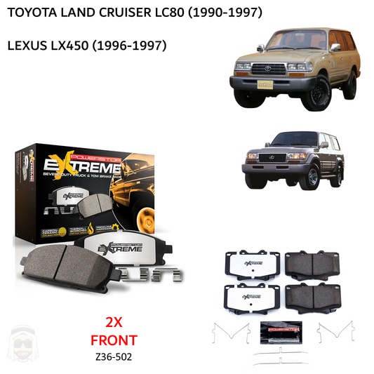 Toyota LC80 and Lexus LX450 - Front Carbon Ceramic Brake Pads by PowerStop Extreme Z36 (Land Cruiser) (Z36-502)