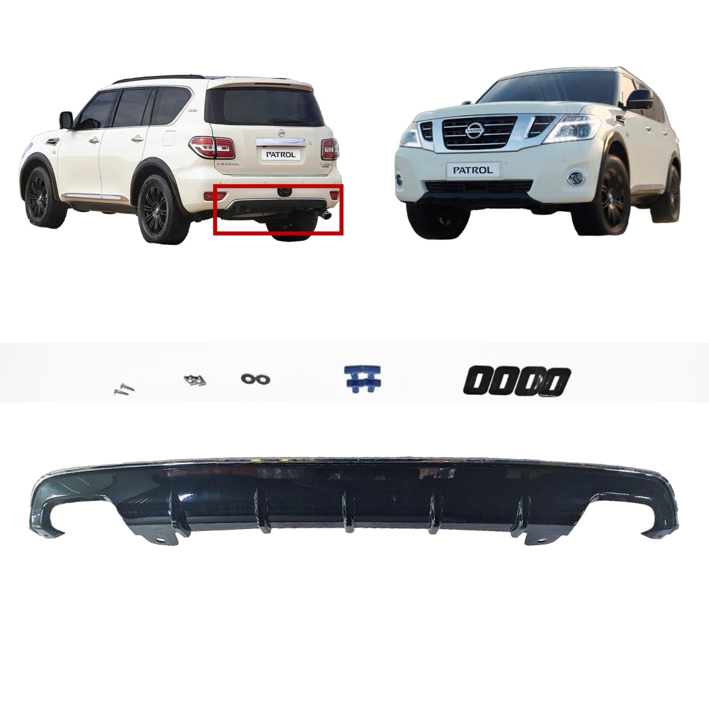 Rear Black Diffuser with Chrome Nissan Patrol Y62