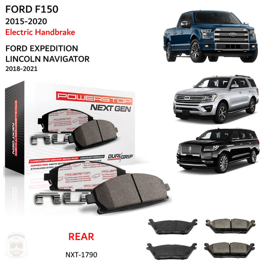 Ford F150 (2015-2020 eBrake) Rear Carbon Fiber Ceramic Brake Pads by PowerStop NextGen (Expedition Lincoln Navigator) (NXT-1790)