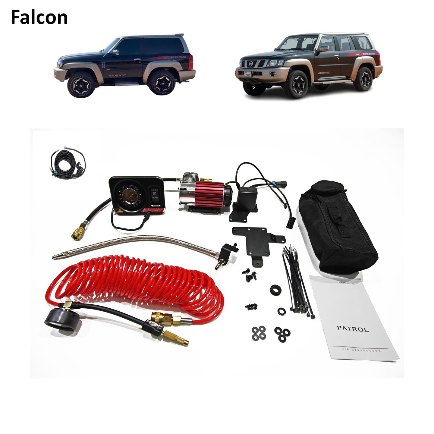 Falcon Integrated Air Compressor Tyre Inflator Pump -  Nissan Patrol Y61 VTC GU