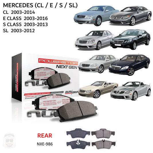 Mercedes CL E S SL - Rear Carbon Fiber Ceramic Brake Pads by PowerStop NextGen (NXE-986)