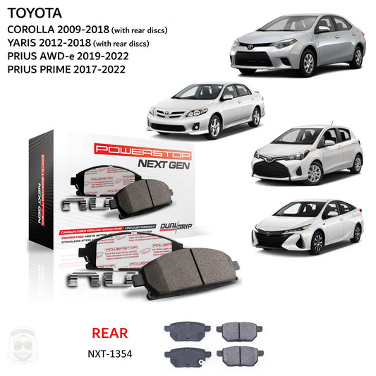 Toyota Corolla Yaris Prius - Rear Carbon Fiber Ceramic Brake Pads by PowerStop NextGen (AWDe Prime) (NXT-1354)