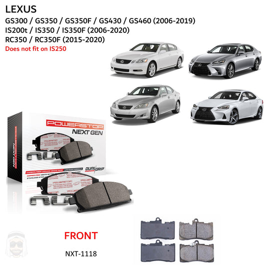 Lexus IS GS - Front Carbon Fiber Ceramic Brake Pads by PowerStop NextGen (GS300 GS350F GS430 GS450h GS460 IS200t IS350F RC350F) (NXT-1118)