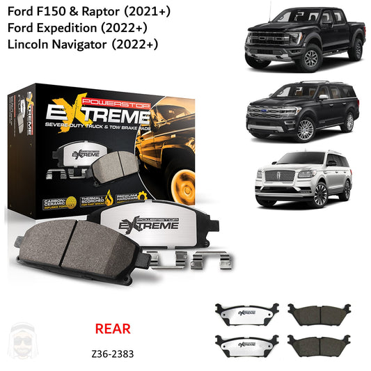 Ford F150 (2021+) Rear Carbon Ceramic Brake Pads by PowerStop Extreme Z36 (Expedition Navigator Raptor) (Z36-2383)