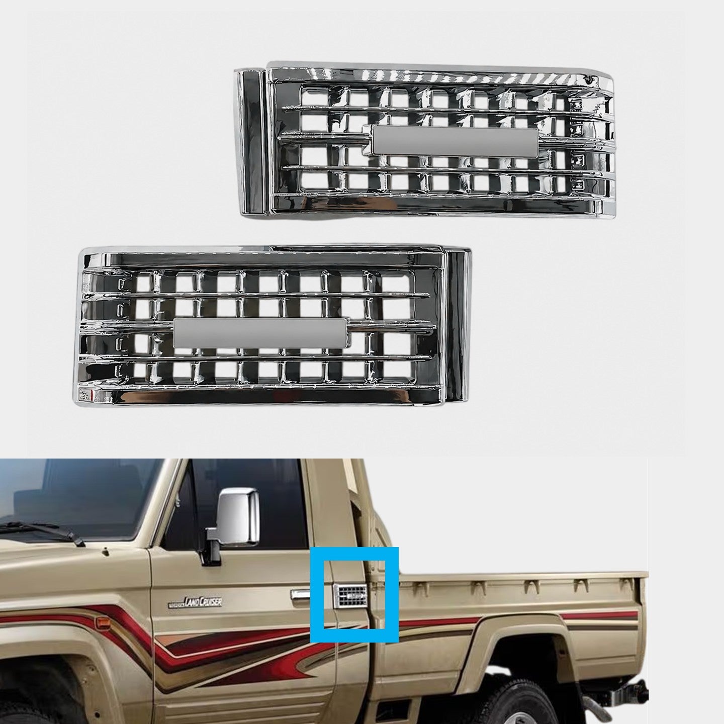 Chrome Air Vents Set - Toyota Land Cruiser LC70 Pickup